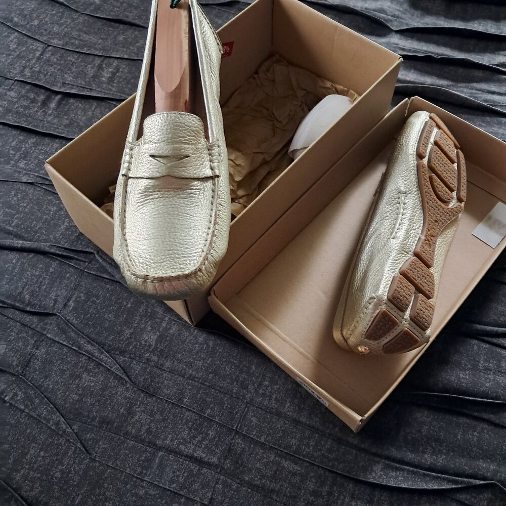 Cole Haan gold leather loafer
